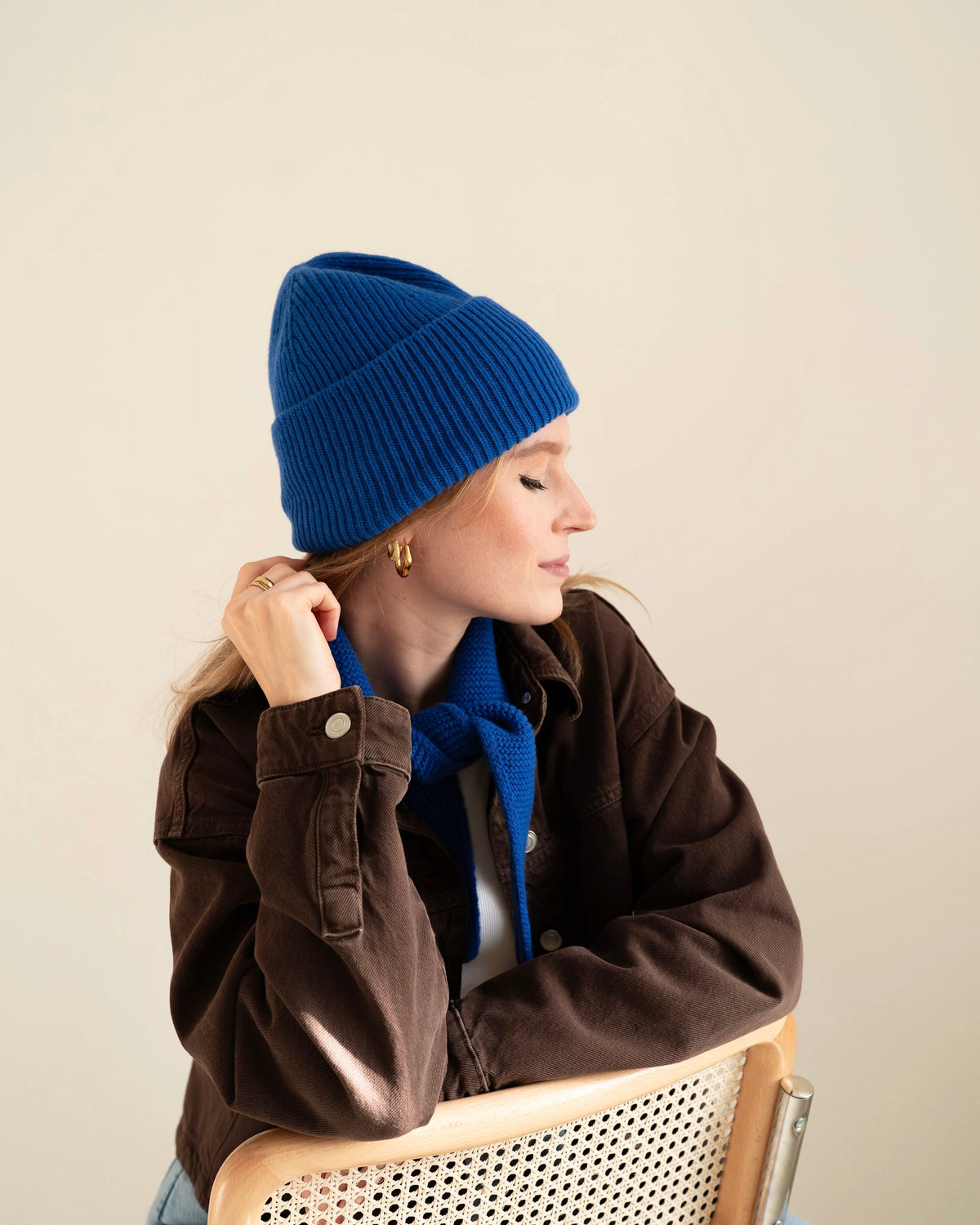 Set aus Beanie und Mini Scarf – Royal Blue