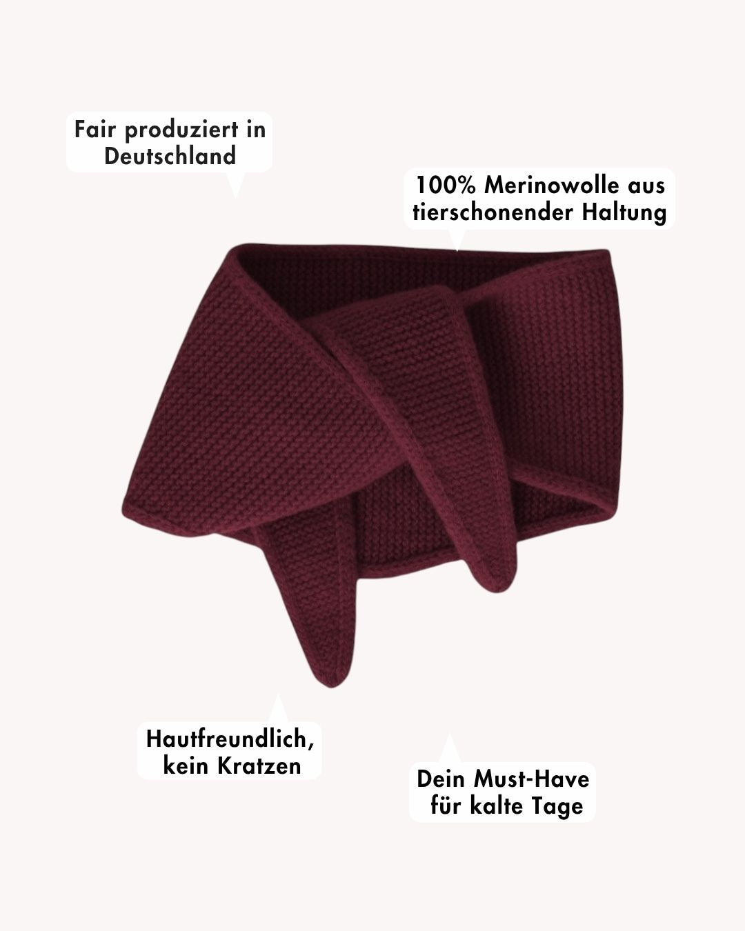 ein mini schal mit beschreibung von vorteilen burgunder rot