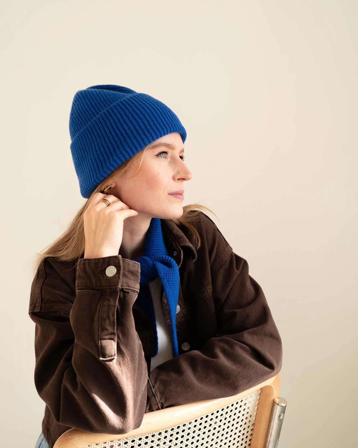 Set aus Beanie und Mini Scarf – Royal Blue