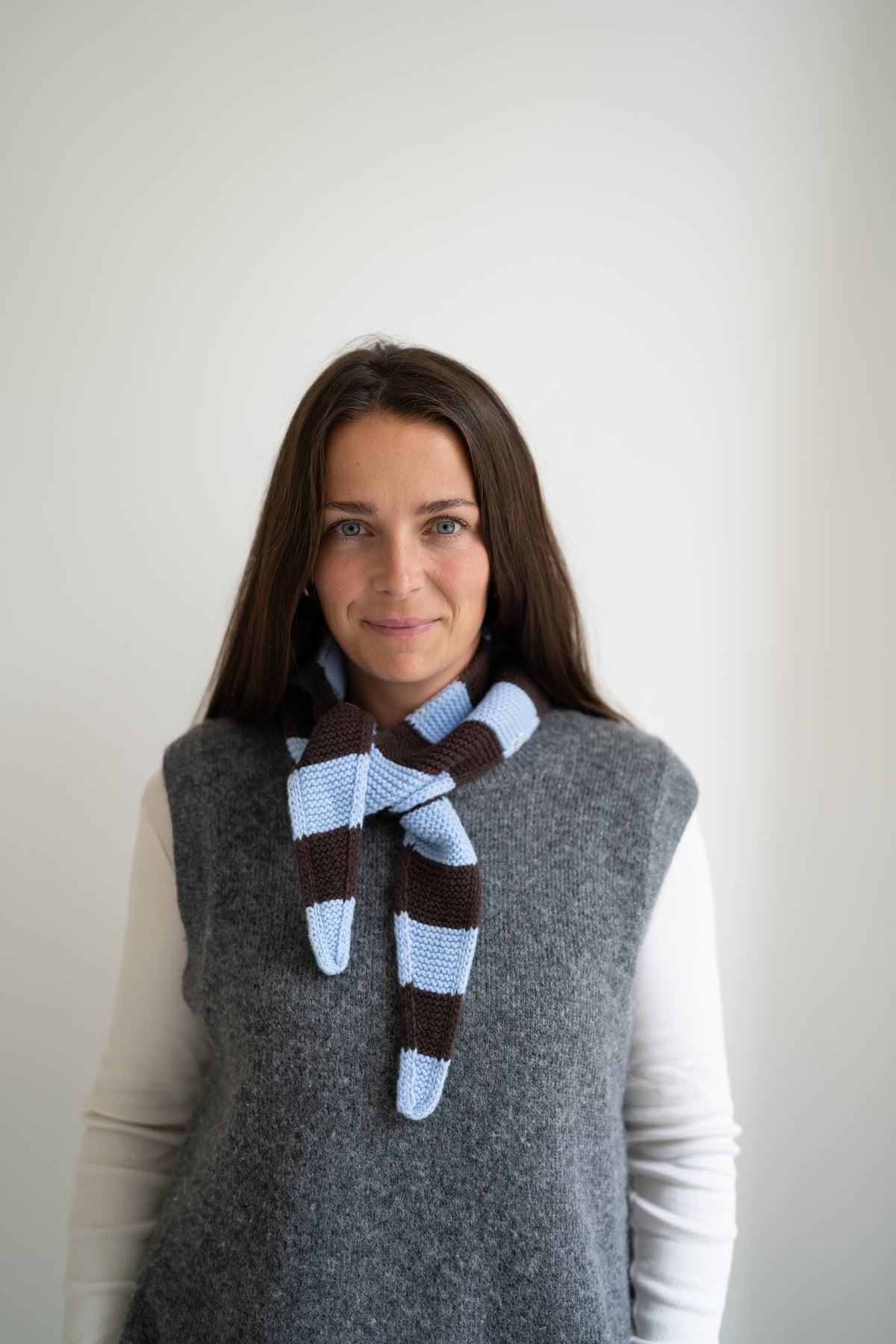 Mini Scarf Striped – Sky Blue/Mocha