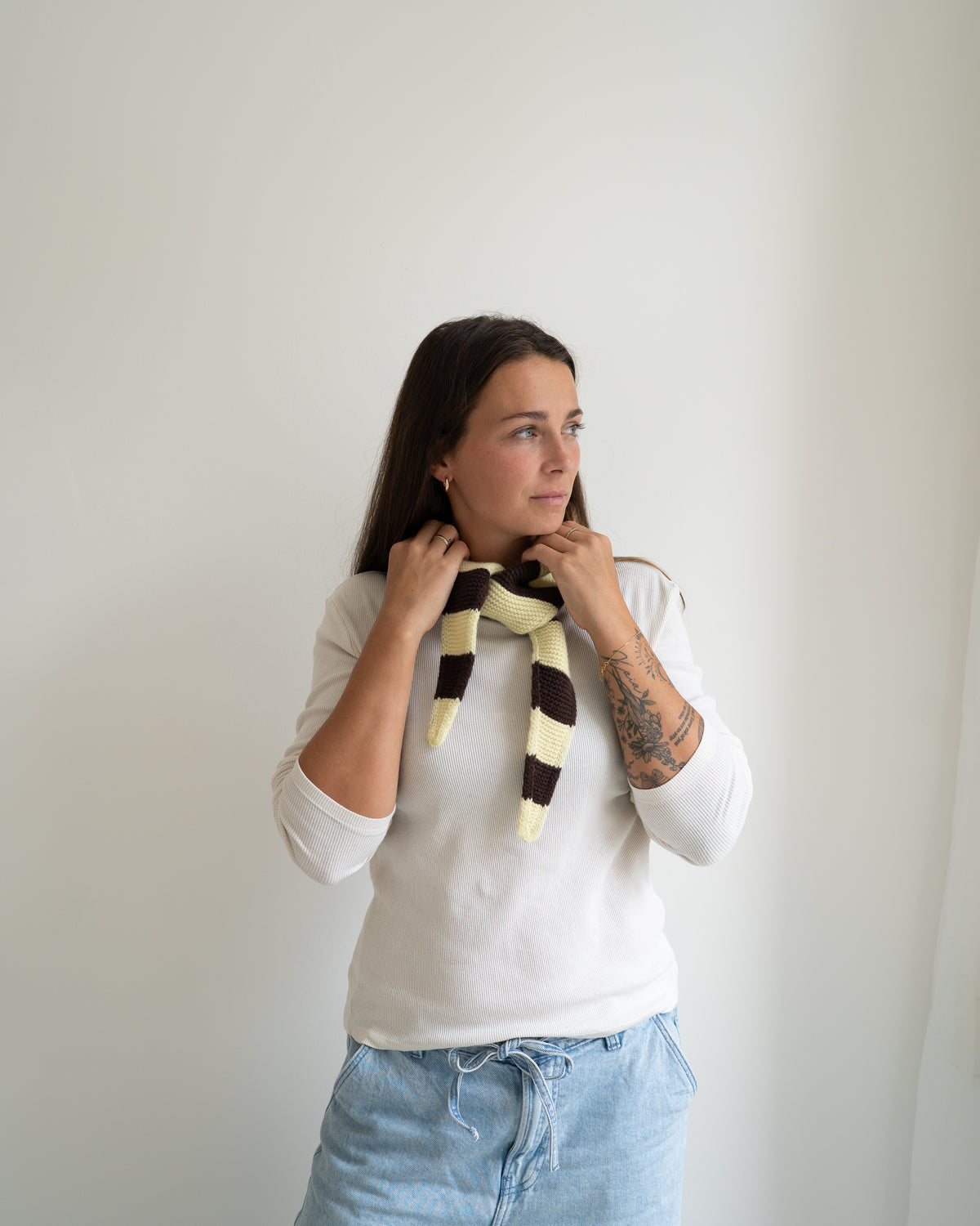 Mini Scarf Striped – Yellow/Mocha