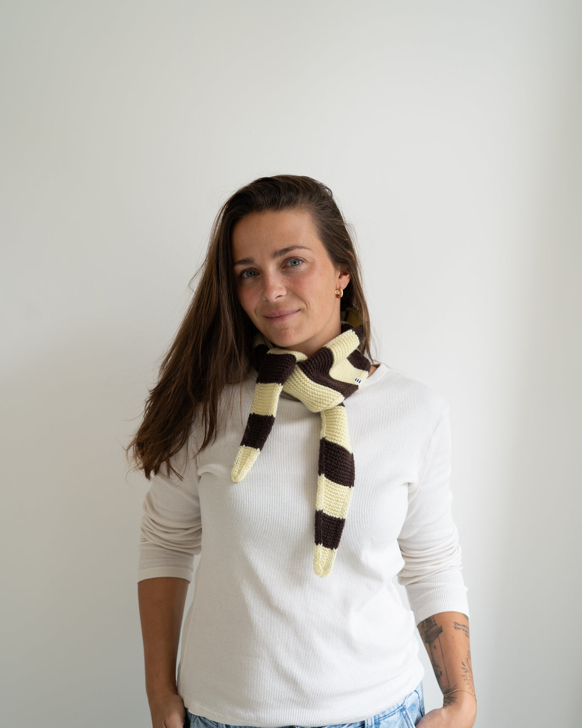 Mini Scarf Striped – Yellow/Mocha