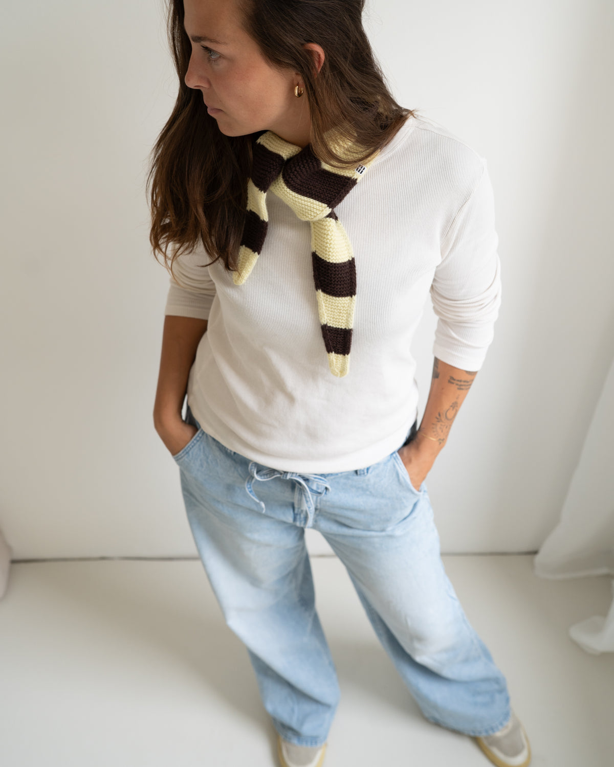 Mini Scarf Striped – Yellow/Mocha