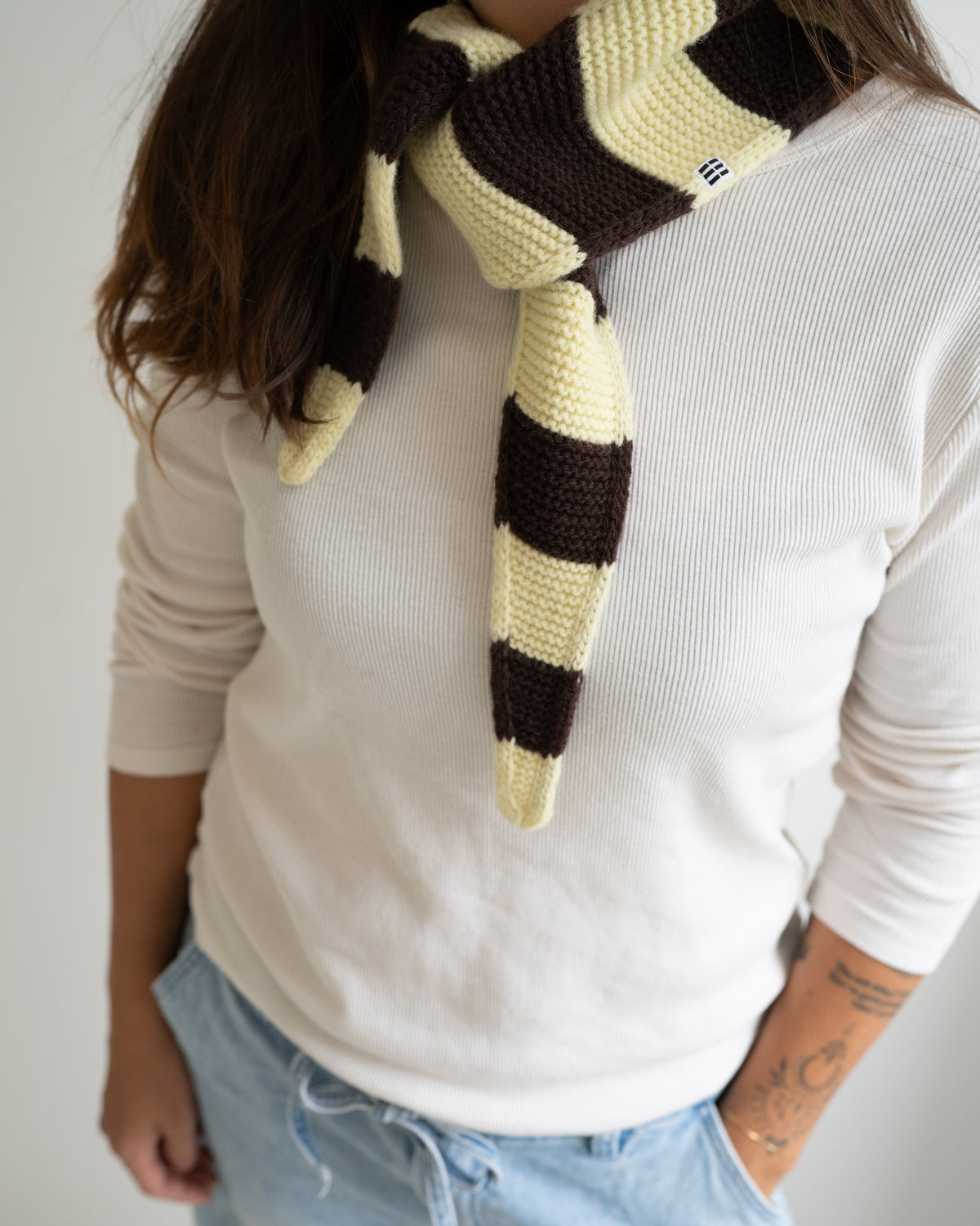 Mini Scarf Striped – Yellow/Mocha