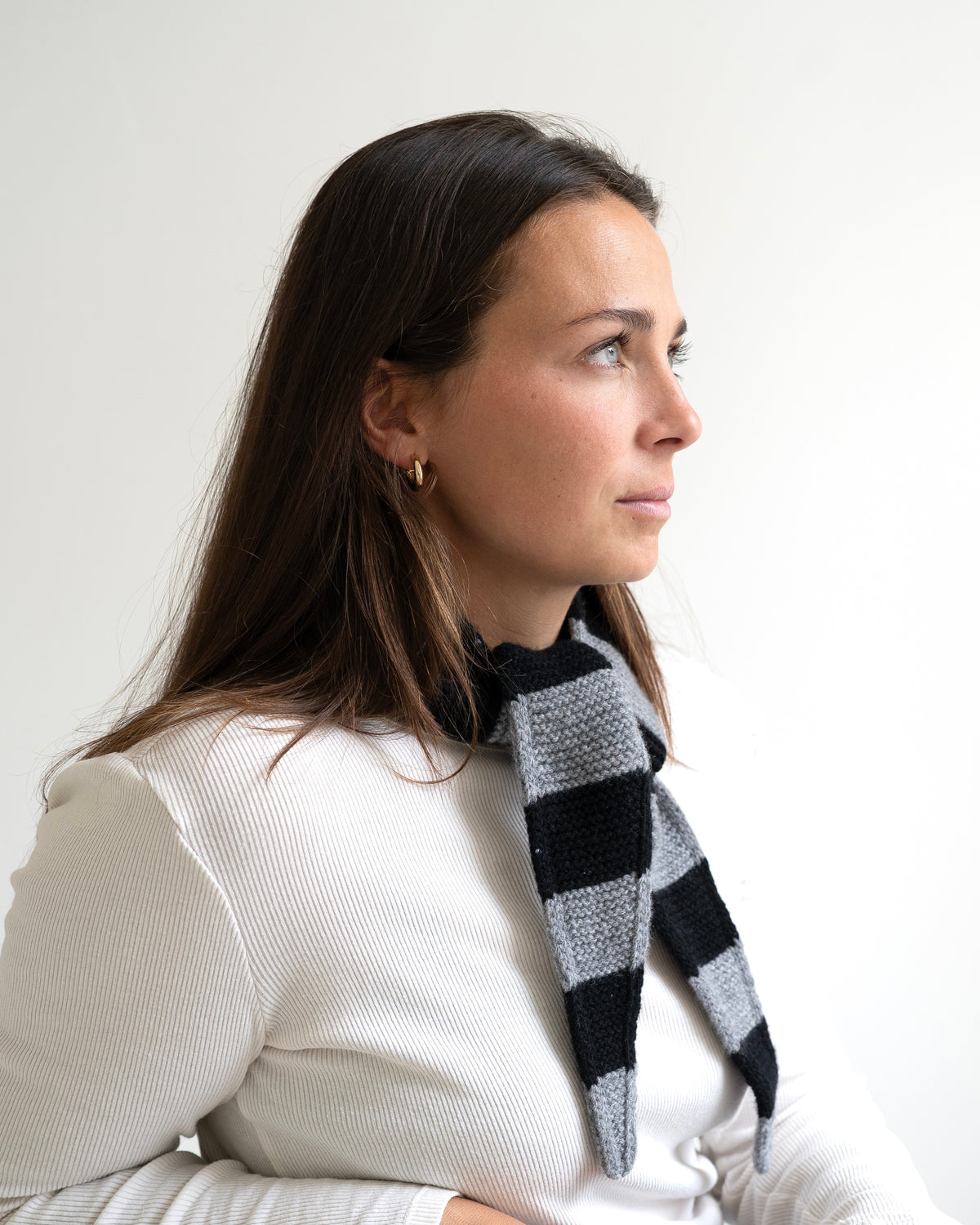Mini Scarf Striped – Cloud Grey/Black