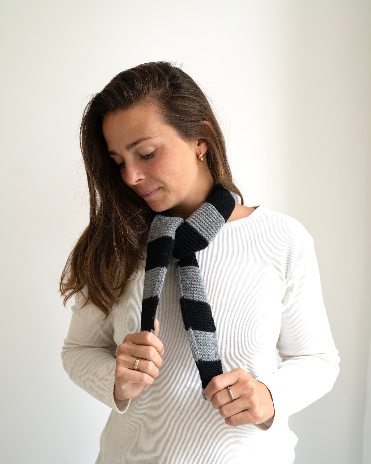 Mini Scarf Striped – Cloud Grey/Black