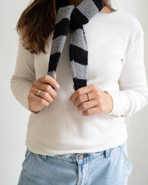 Mini Scarf Striped – Cloud Grey/Black