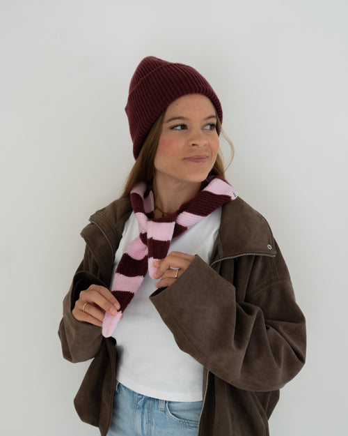 Mini Scarf Striped – Blush/Burgundy