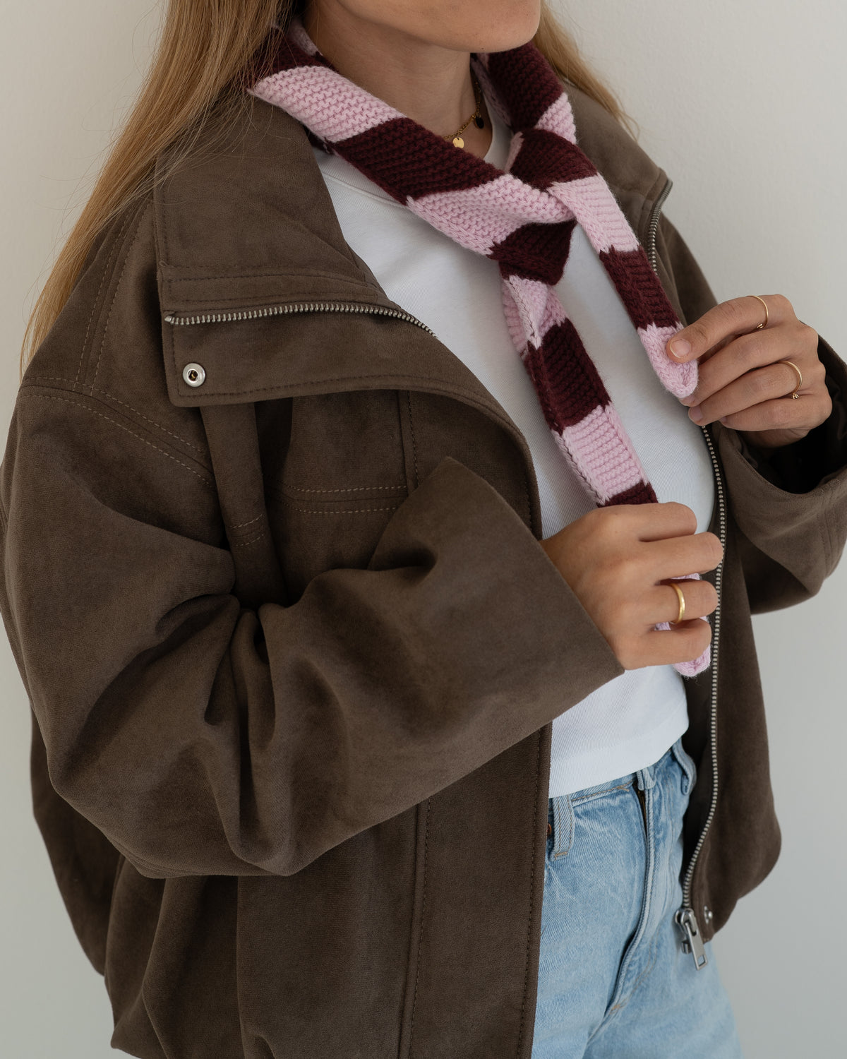 Mini Scarf Striped – Blush/Burgundy