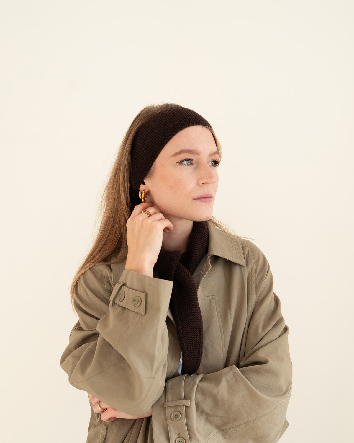 Set aus Stirnband und Mini Scarf – Mocha