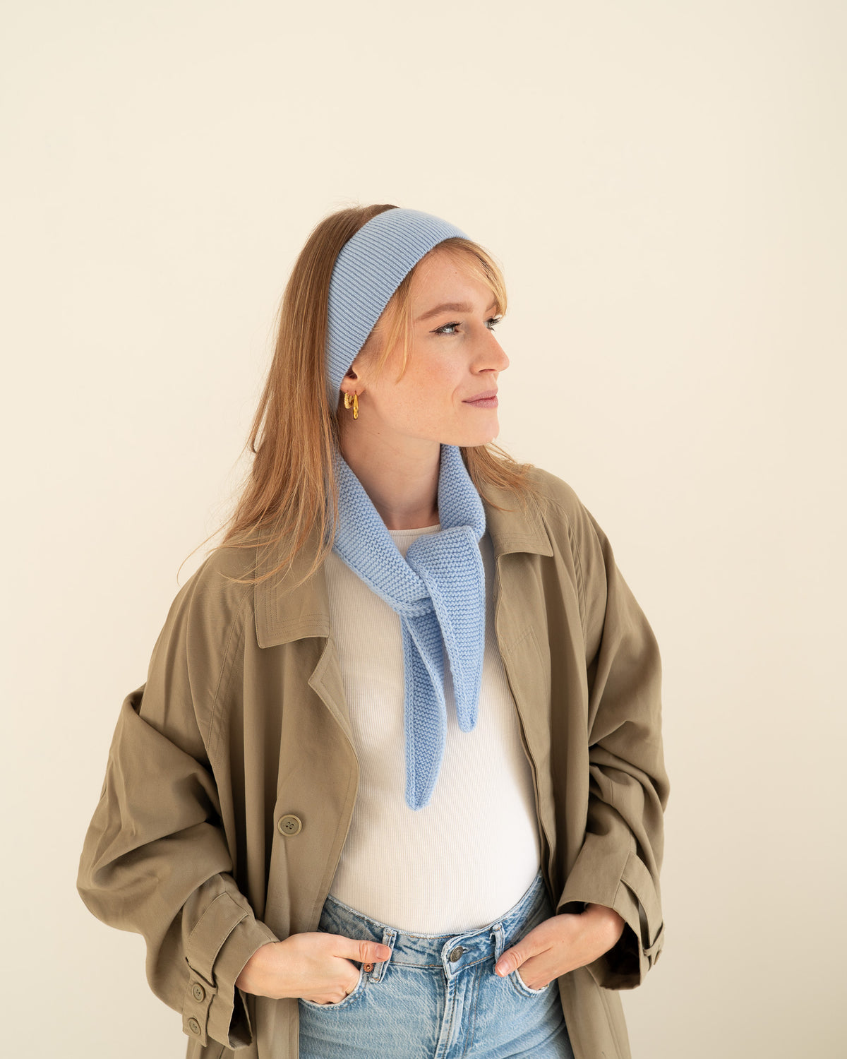 Set aus Stirnband und Mini Scarf – Sky Blue