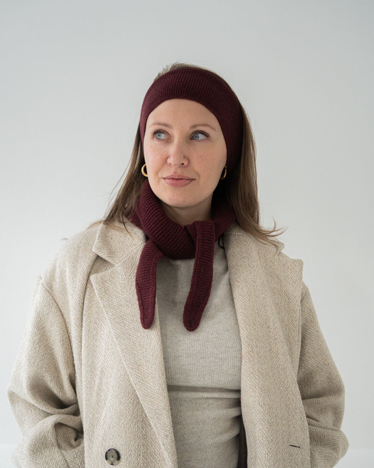 Set aus Stirnband und Mini Scarf - Burgundy