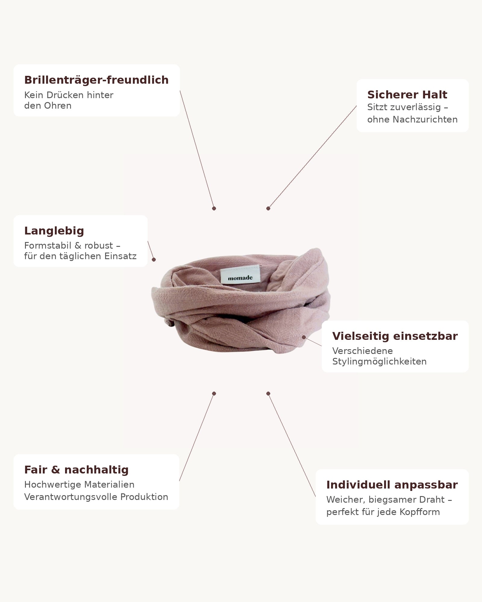 Drahthaarband Leinen – Blush