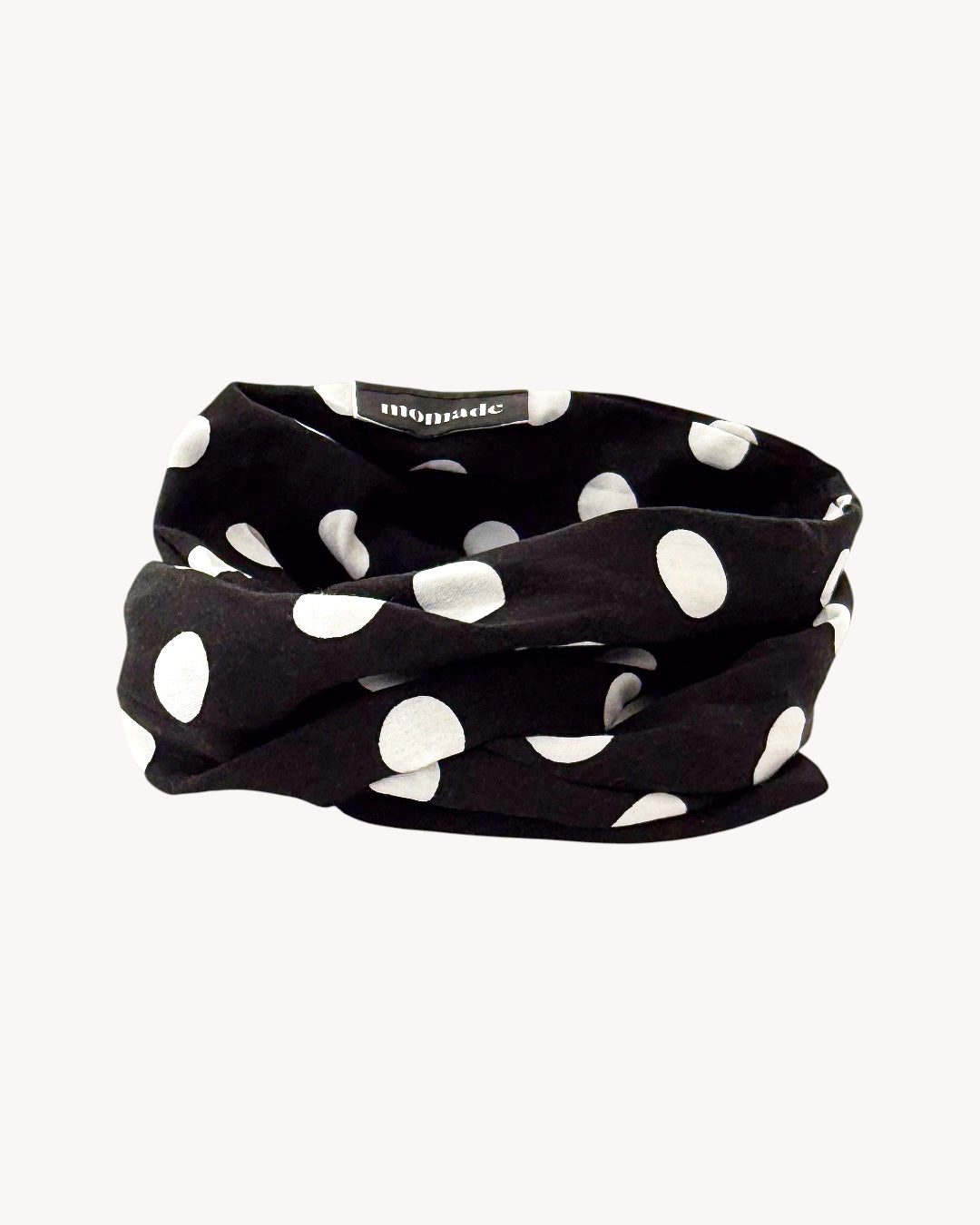 Drahthaarband Viskose – Black Polka Dots