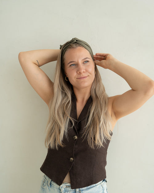 Set aus Drahthaarband und Scrunchie – Olive