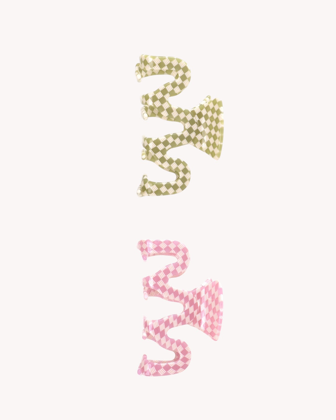 Haarklammer-Set Checkered – Pink & Green