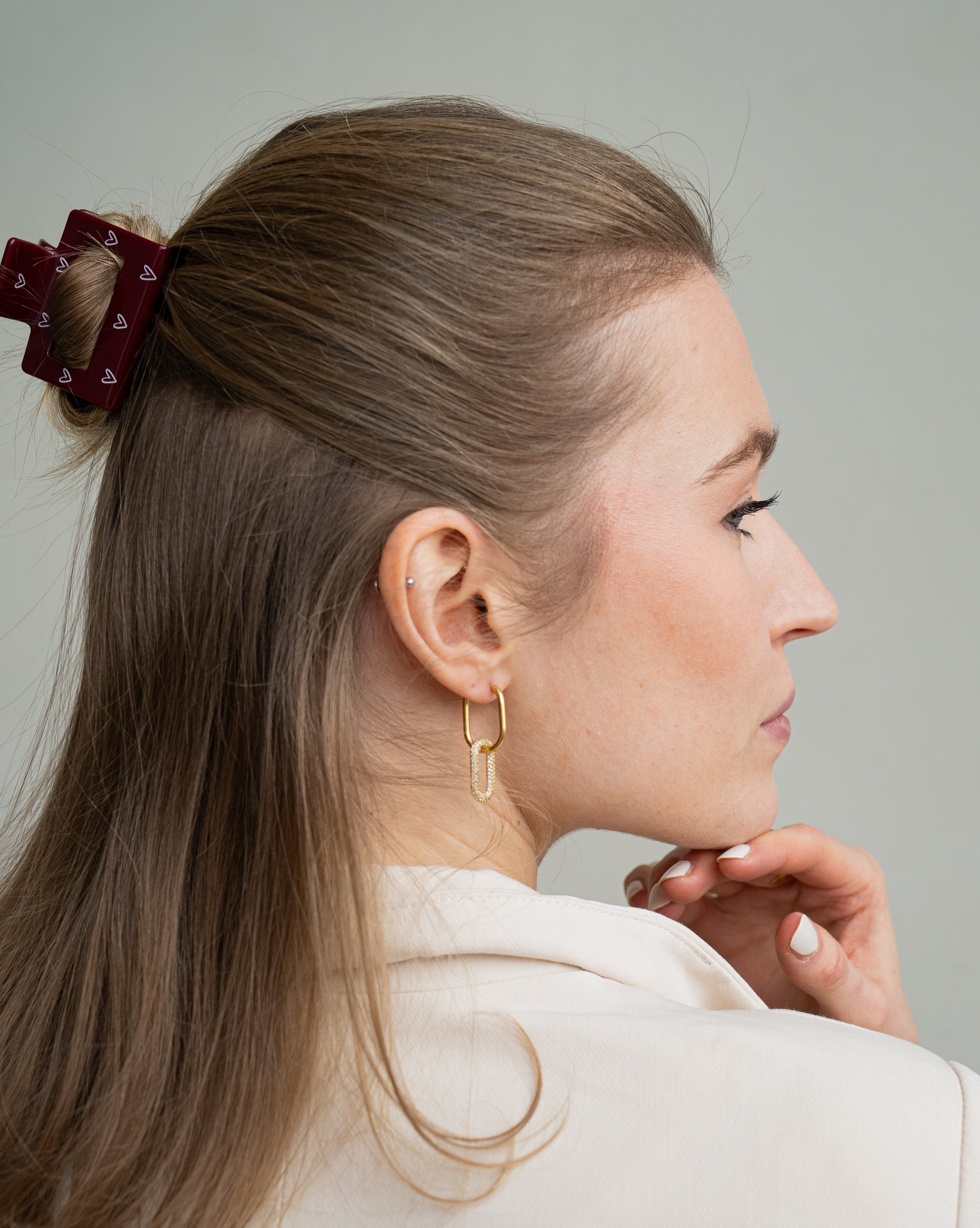 Burgundy Hearts small – Haarklammer