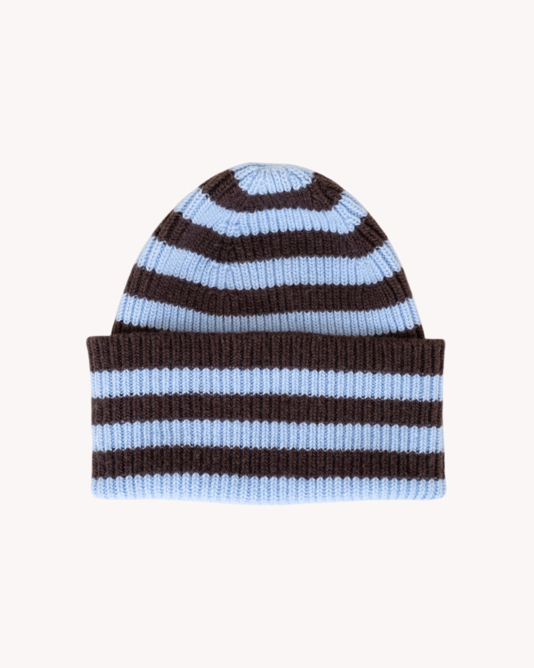 Merino Beanie Striped – Sky Blue/Mocha