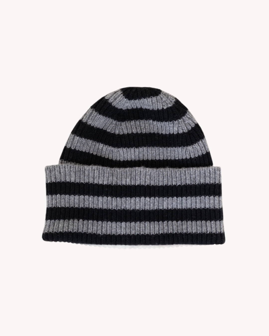 Merino Beanie Striped – Cloud Grey/Black