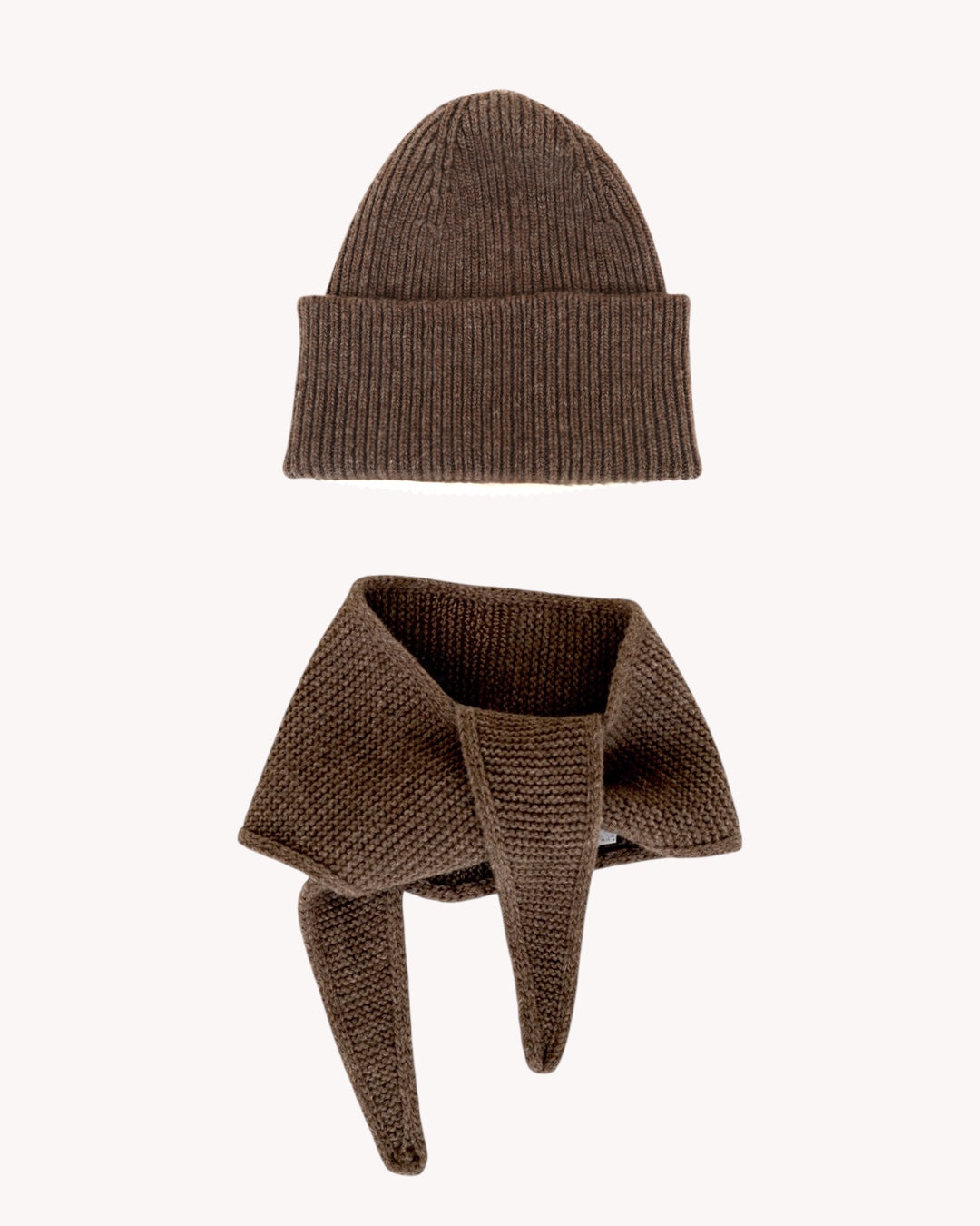 Set aus Beanie und Mini Scarf – Coffee