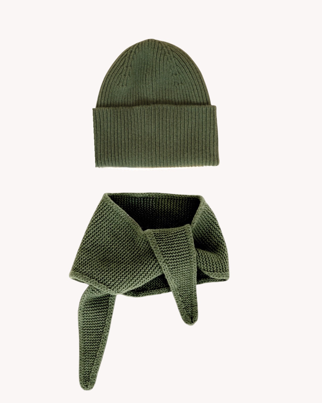 Set aus Beanie und Mini Scarf – Khaki