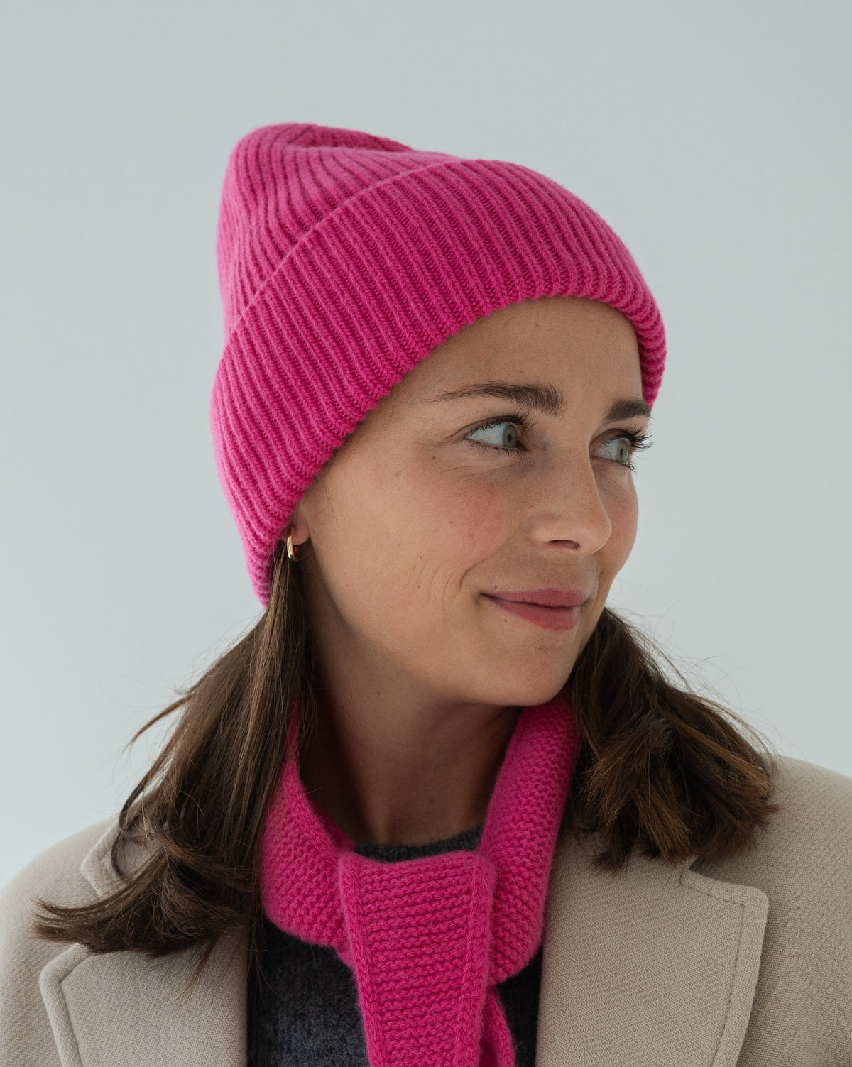 Set aus Beanie und Mini Scarf - Bright Pink