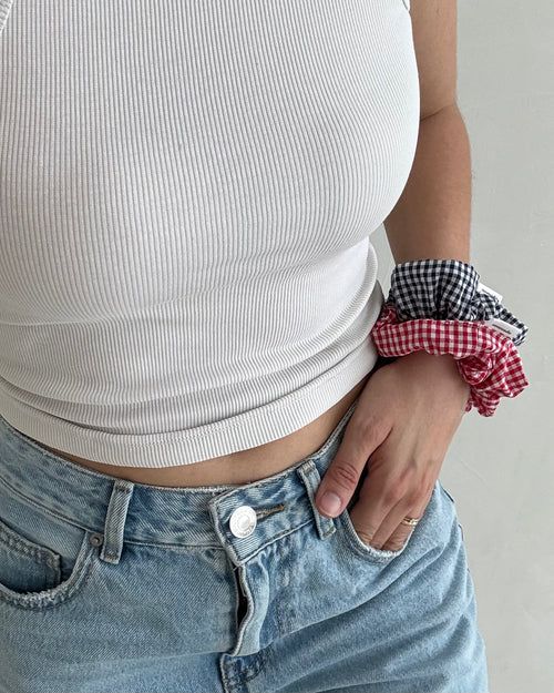 Scrunchie-Set Checkered – Berry & Navy