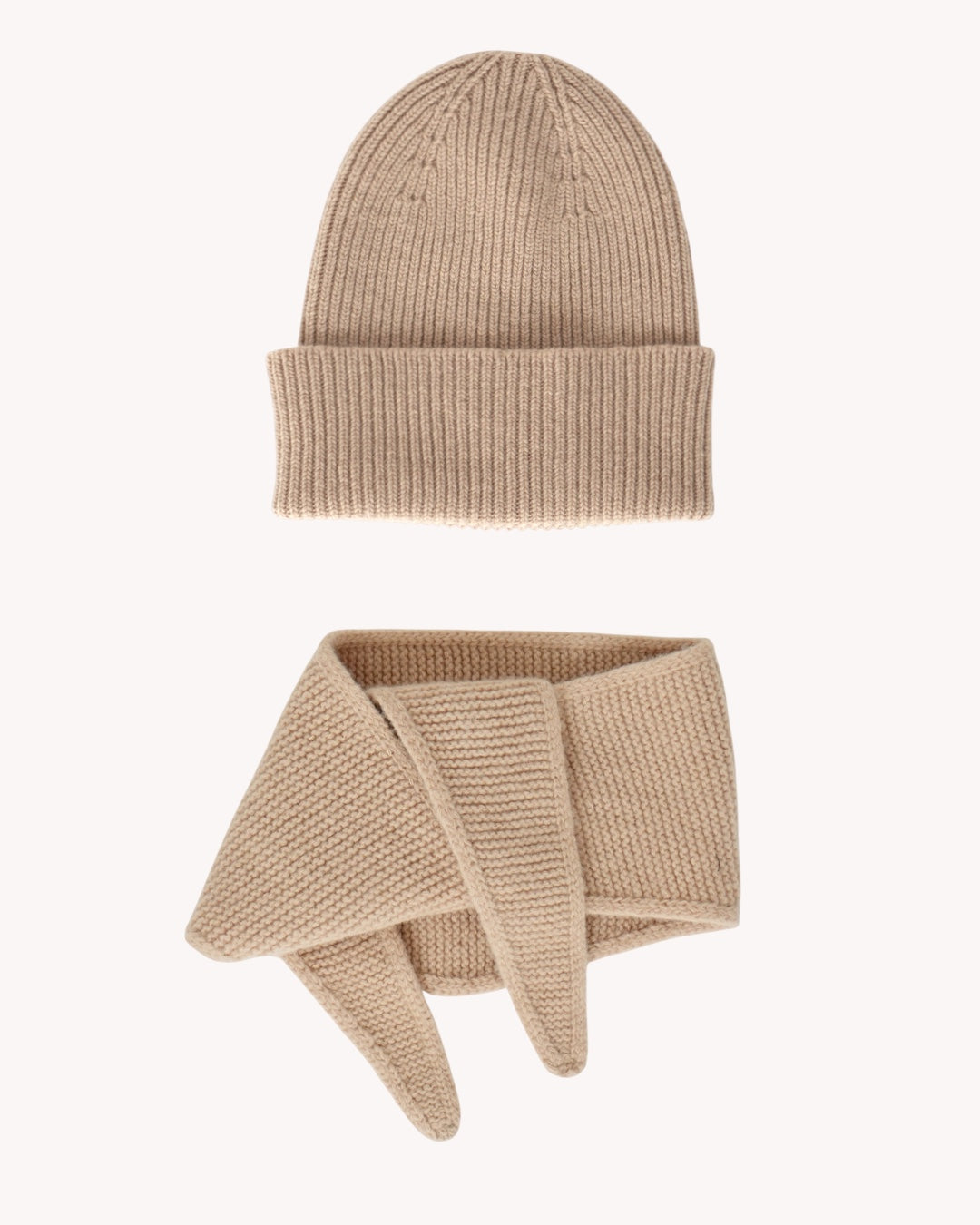 Set aus Beanie und Mini Scarf – Light Sand