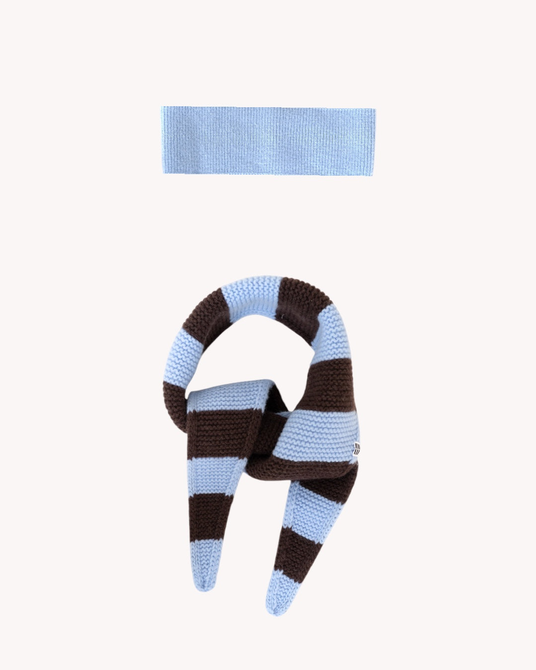 Set aus Stirnband und Striped Mini Scarf – Sky Blue/Mocha