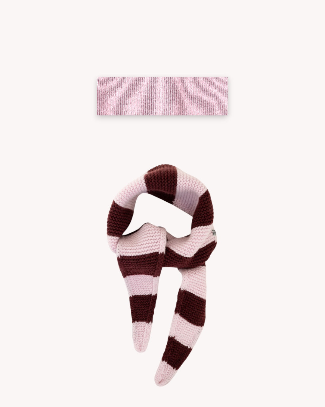 Set aus Stirnband und Striped Mini Scarf – Blush/Burgundy