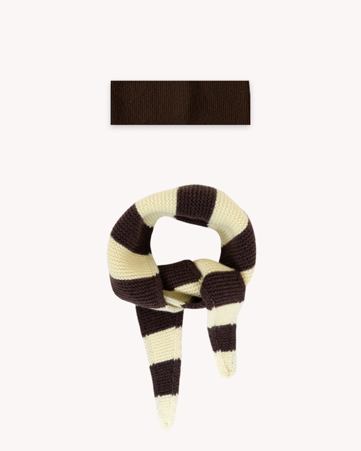 Set aus Stirnband und Striped Mini Scarf – Mocha/Yellow