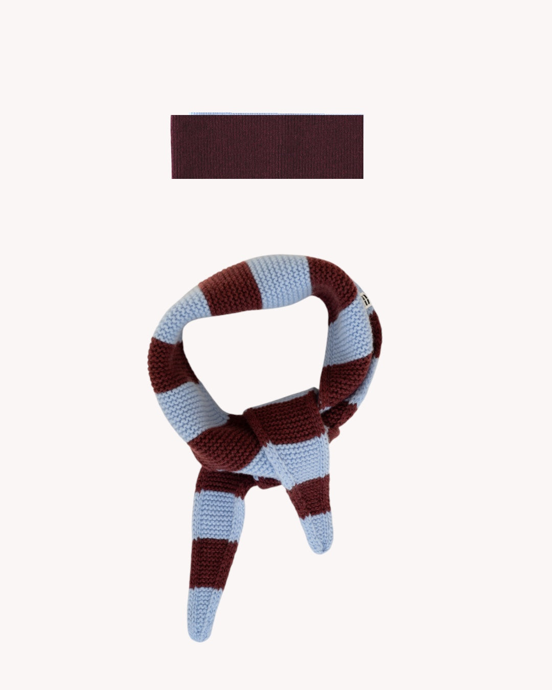 Set aus Stirnband und Striped Mini Scarf – Burgundy/Sky Blue