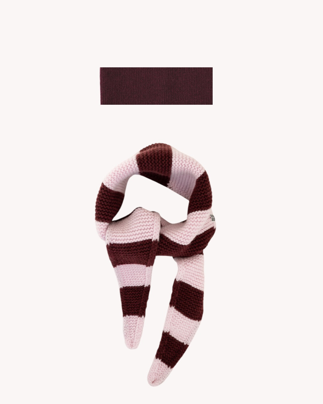 Set aus Stirnband und Striped Mini Scarf – Burgundy/Blush