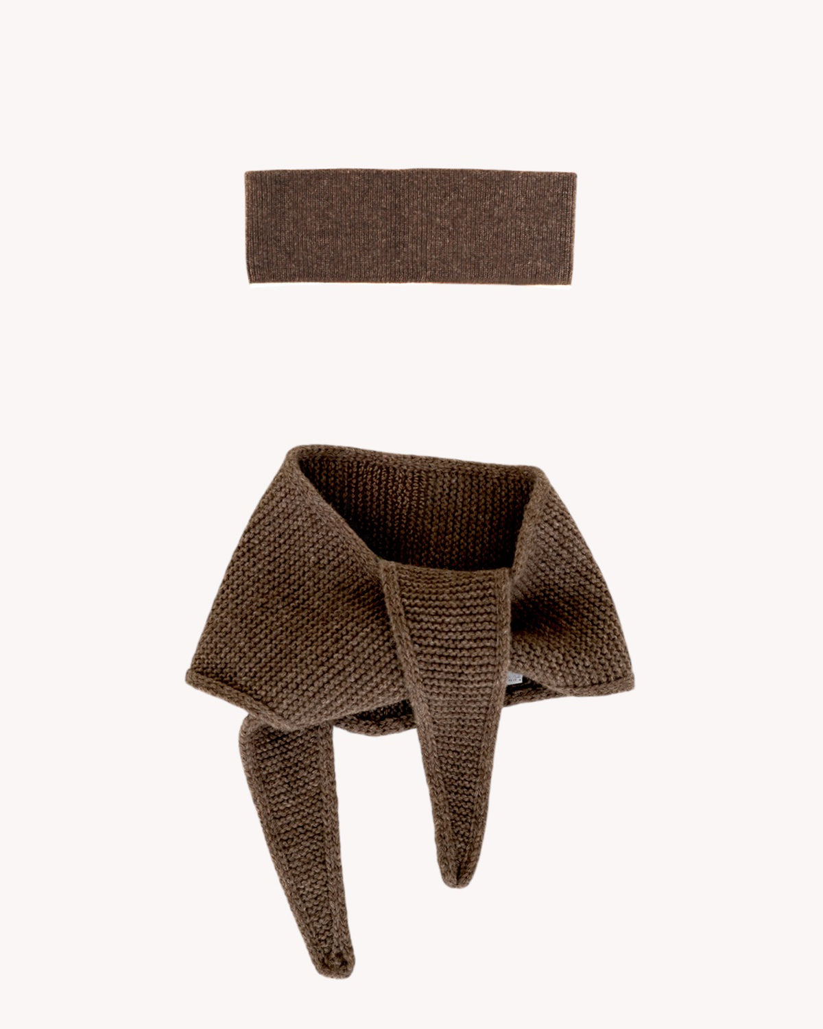 Set aus Stirnband und Mini Scarf – Coffee