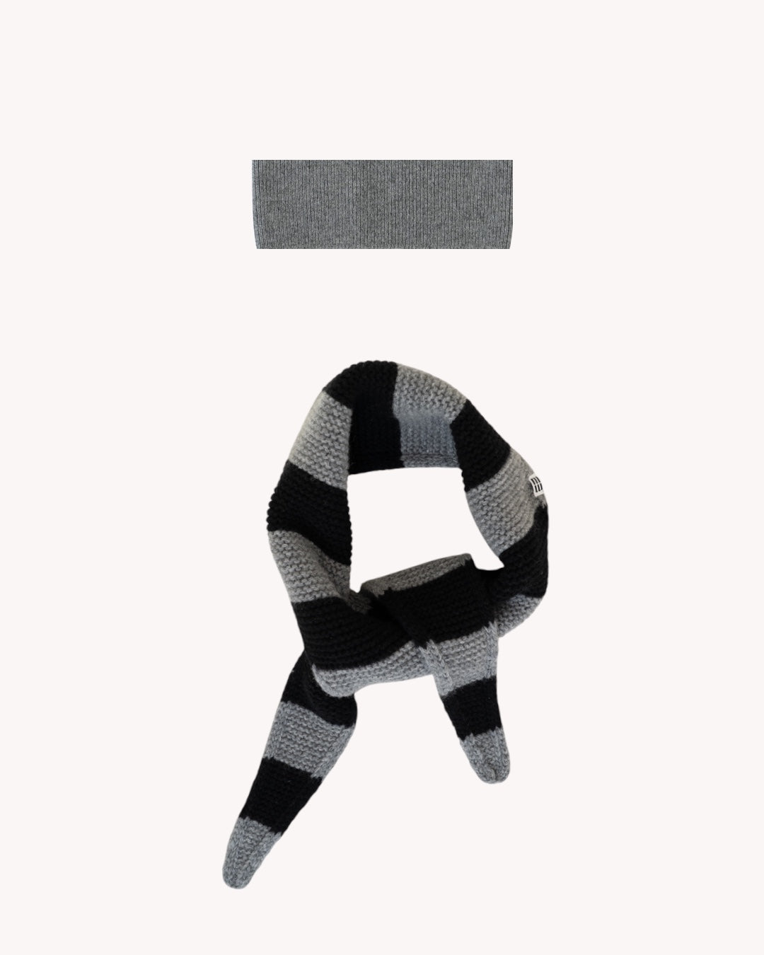 Set aus Stirnband und Striped Mini Scarf - Cloud Grey/Black