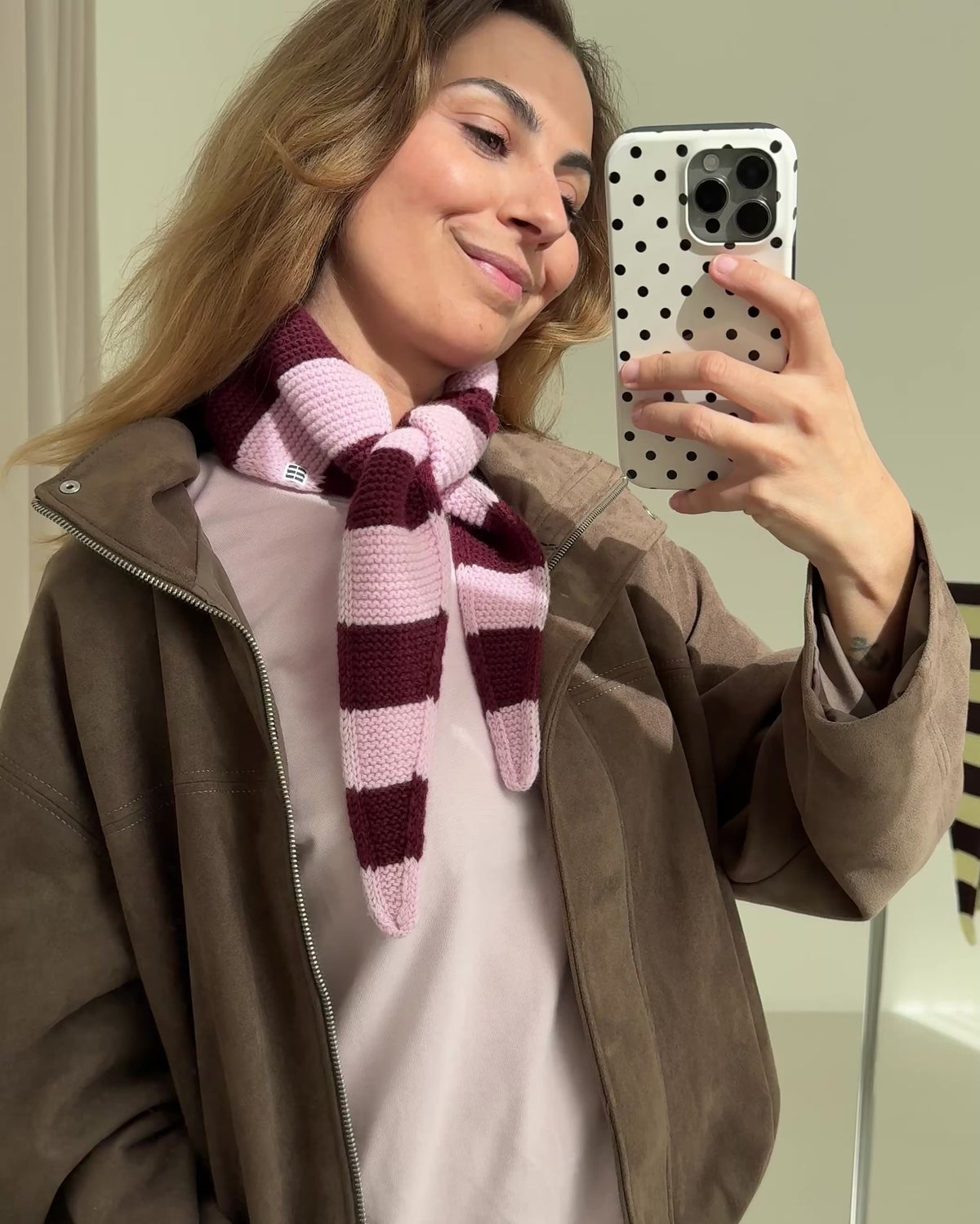 Mini Scarf Striped – Blush/Burgundy
